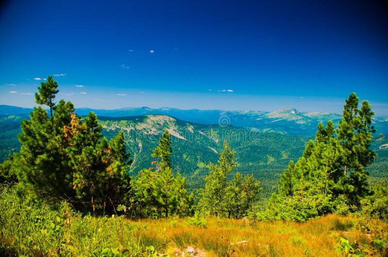 Mountain Range. Big High Hills in Green Stock Image Image of rays