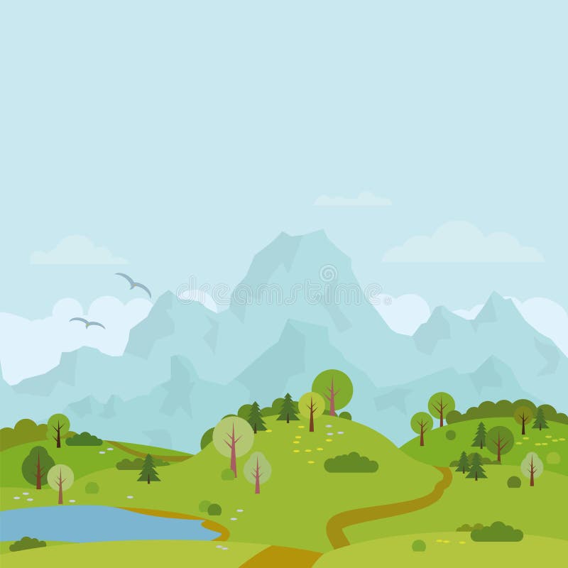 Mountain range landscape with hills and lake vector illustration stock illustration Mountain range landscape with hills and lake vector illustration stock illustration