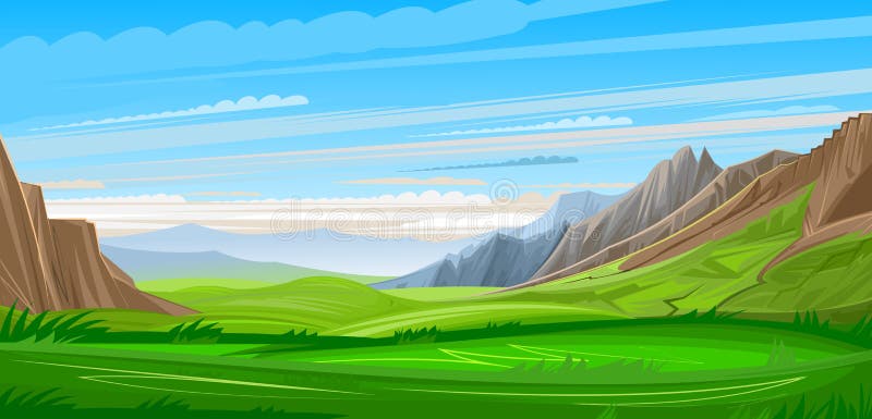 Mountain Range. Landscape. Mountains Panorama with Clouds and Meadow. Vector Background Image. Flat Cartoon Style Stock Vector - Illustration of mountain, environment: 193516621 Mountain Range. Landscape. Mountains Panorama with Clouds and Meadow. Vector Background Image. Flat Cartoon Style Stock Vector - Illustration of mountain, environment: 193516621