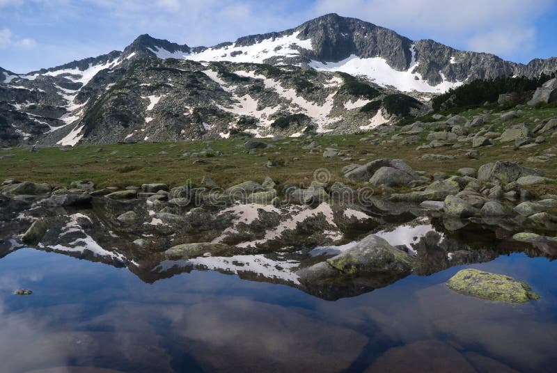 Mountain reflecting in pond