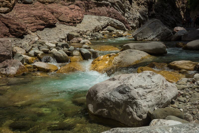 Mountain river gorge near Panta Vrexei in Evritania, Greece stock photography