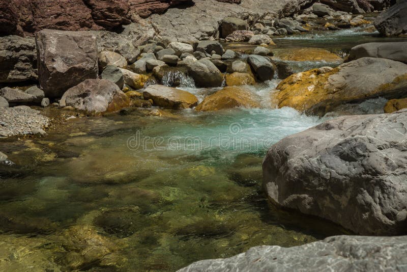 Mountain river gorge near Panta Vrexei in Evritania, Greece royalty free stock images