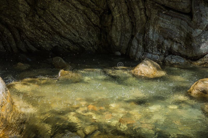 Mountain river gorge near Panta Vrexei in Evritania, Greece stock photo