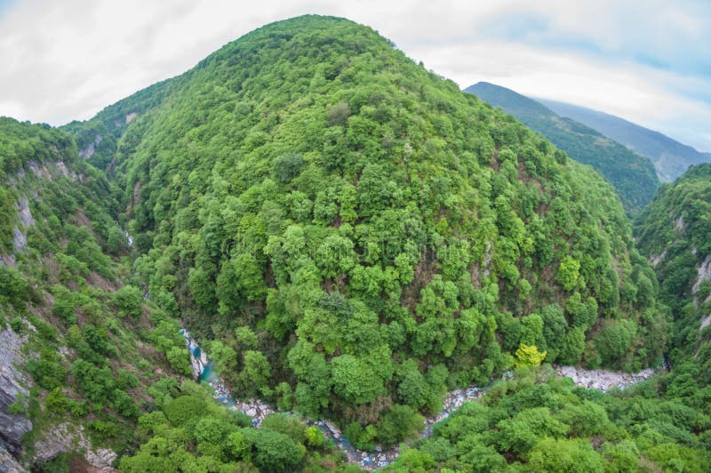 Download Mountain River Okatse In Okatse Canyon In Georgia. Distortion Perspective Fisheye Lens View ...