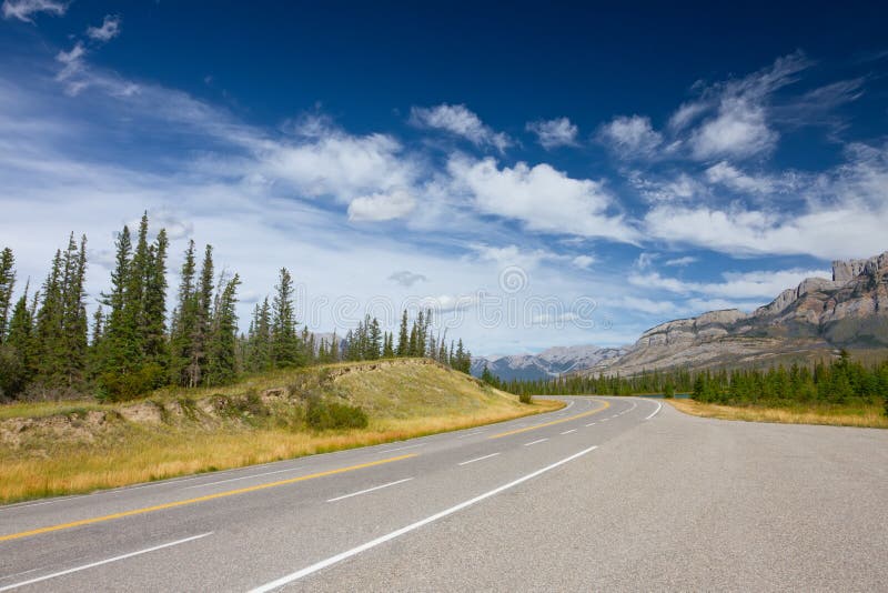 Mountain Road with Painted Double Yellow Line royalty free stock image