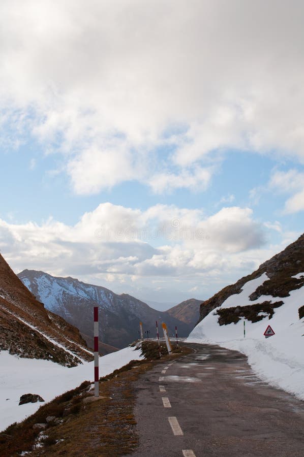 Mountain Road in Winter, Covered in Frozen Snow Stock Image Image of