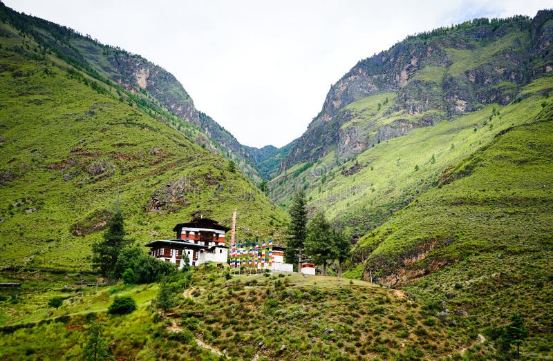 Mountain scenery in Thimphu, Bhutan. Mountain scenery with many Tibetan houses in Thimphu, Bhutan. Bhutan is located on the southern slopes of the eastern royalty free stock photography Mountain scenery in Thimphu, Bhutan. Mountain scenery with many Tibetan houses in Thimphu, Bhutan. Bhutan is located on the southern slopes of the eastern royalty free stock photography