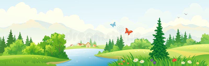 Mountain scenic banner stock vector. Illustration of banner - 55583333