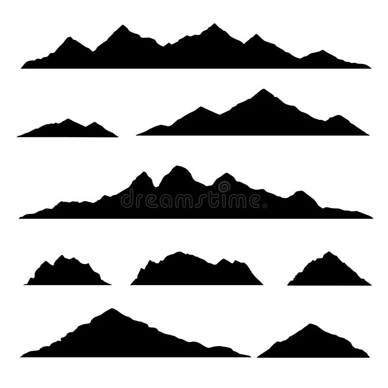 Mountain Silhouette. Isolated Set Elements Mountain Landscape. Vector ...