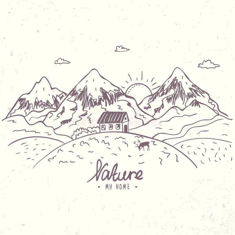Mountain sketch vector vector illustration Mountain sketch vector vector illustration