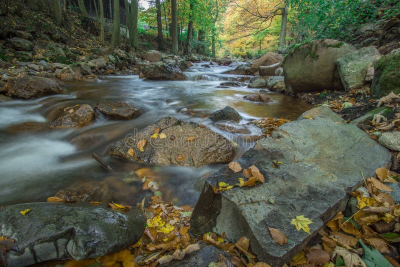 Mountain stream with waterfall