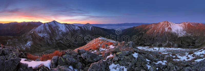 Horská panoráma východu slnka, Slovensko