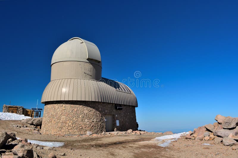 Mountain Top Telescope Space Observatory on a Sunny Day Stock Image