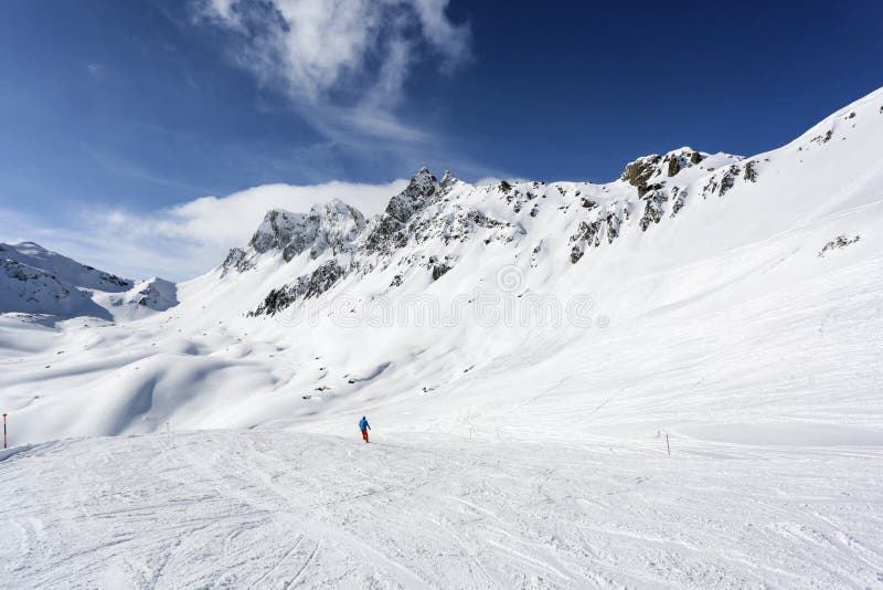 Mountain Top View in Winter. Ski Routes in the Mountains. Snowy Winter ...