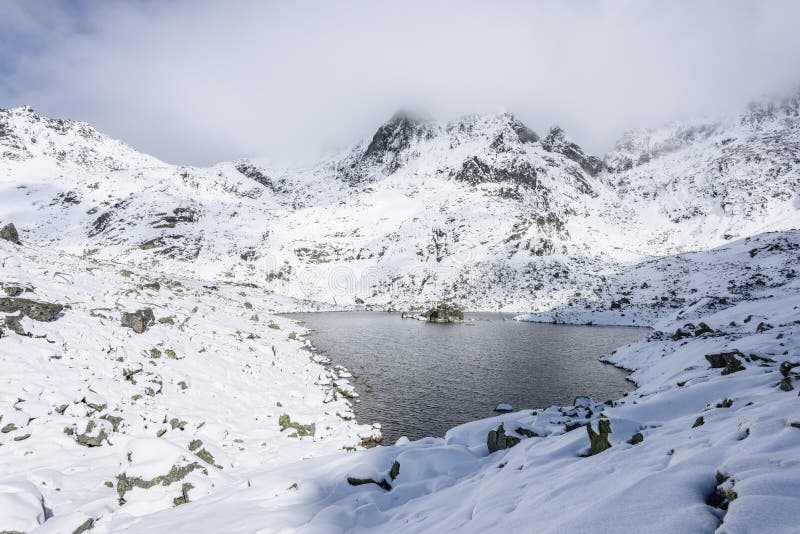 Mountain tops in winter covered in snow