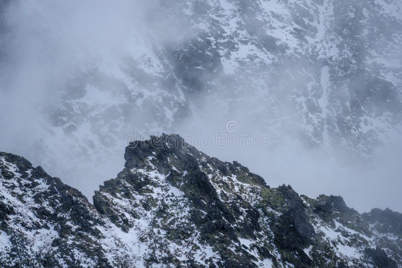 Mountain tops in winter covered in snow