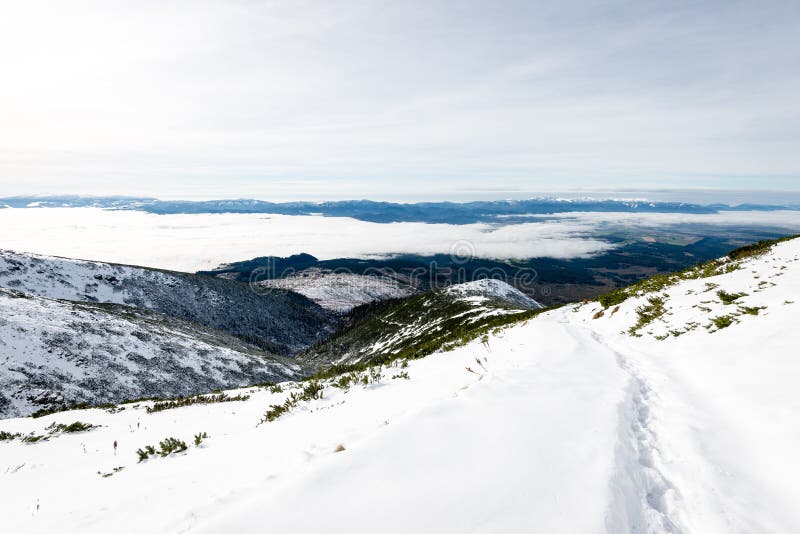 Mountain tops in winter covered in snow