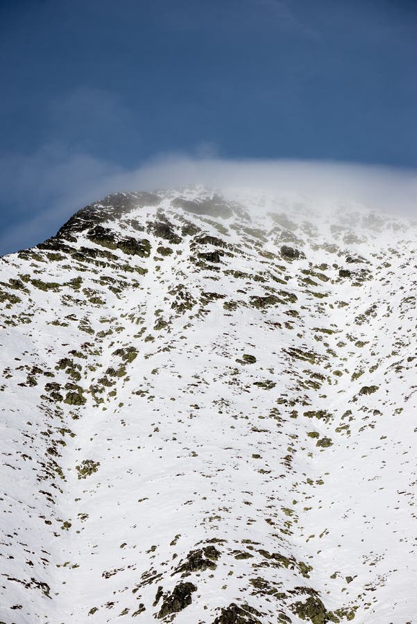 Mountain tops in winter covered in snow