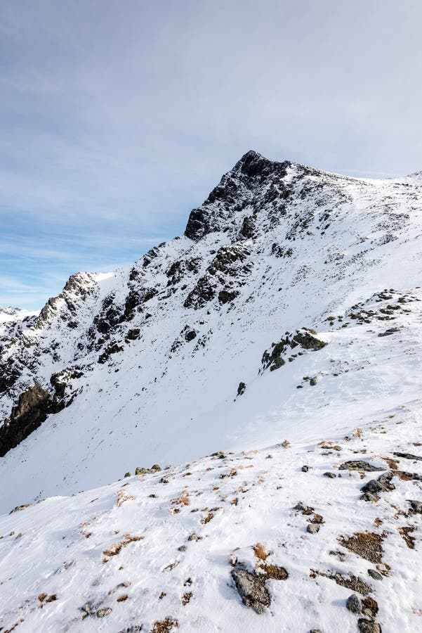 Mountain tops in winter covered in snow