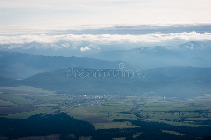 Mountain tops in winter covered in snow