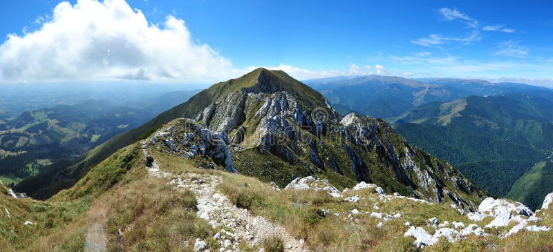 Mountain track on the edge of Piatra Craiului mts.