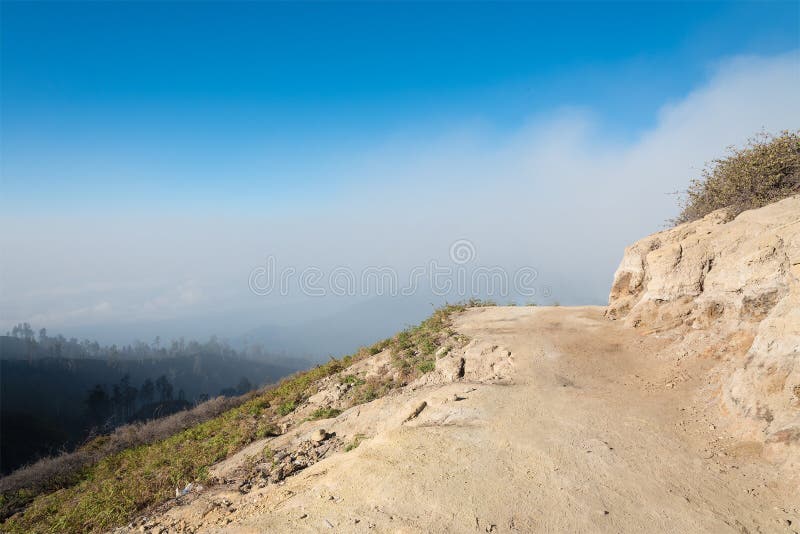 Mountain trail to Kawah Ijen vocalno stock photos Mountain trail to Kawah Ijen vocalno stock photos