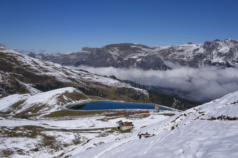 Download Mountain Train In Jungfrau Region (Switzerland) Stock Image - Image of lake, overview: 70026415
