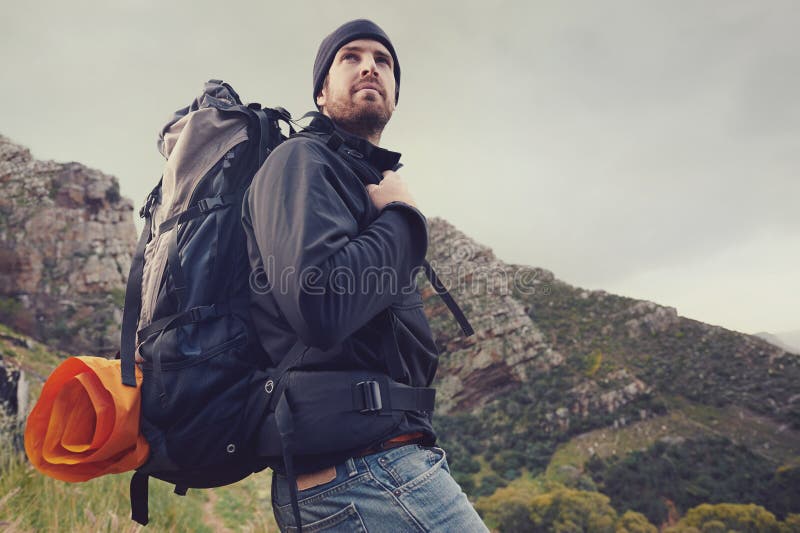 Mountain trekking man