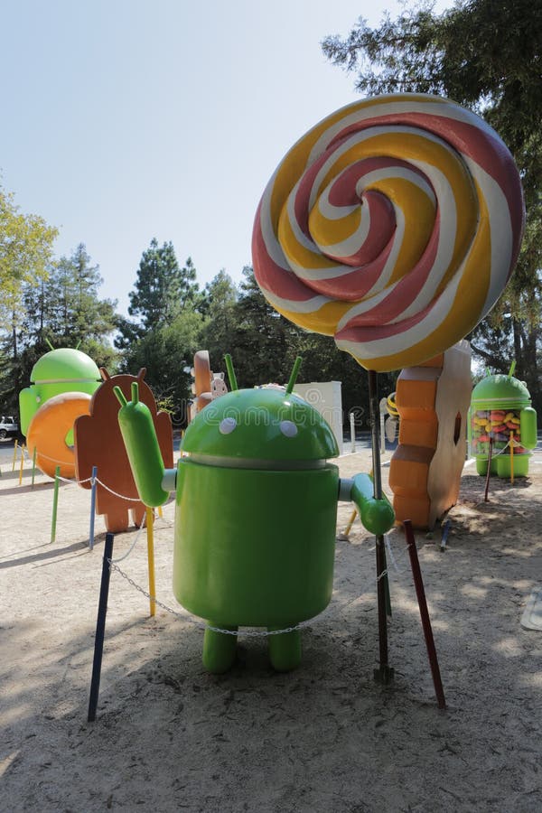 Mountain View, CA, US, 2. 09. 2020 - Android statue at Google Statues Square stock photography