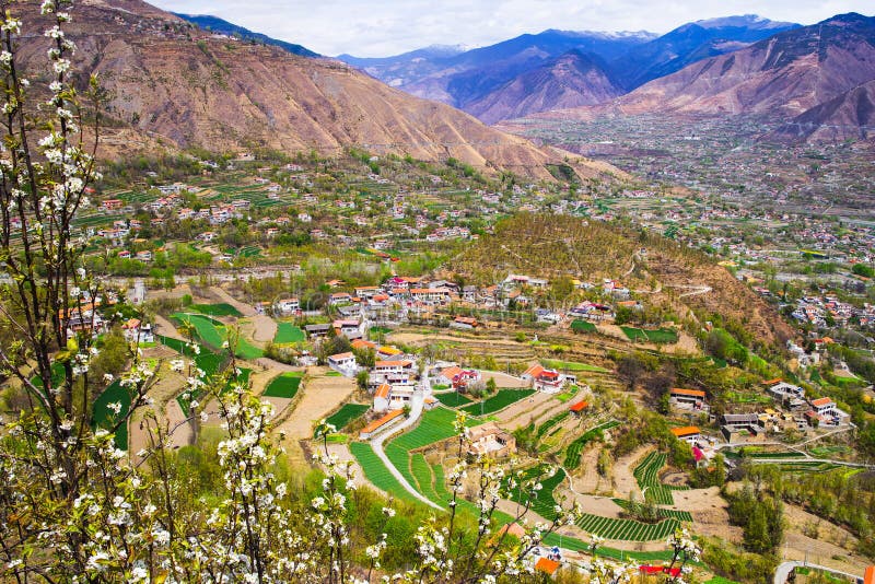 Mountain village in the valley