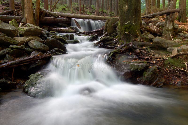 Mountain waterfall in bohemia