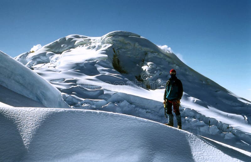 Mountaineer Pov To Expedition Climbing To Rocky Mountain Summit Triglav on Julian Alps Stock
