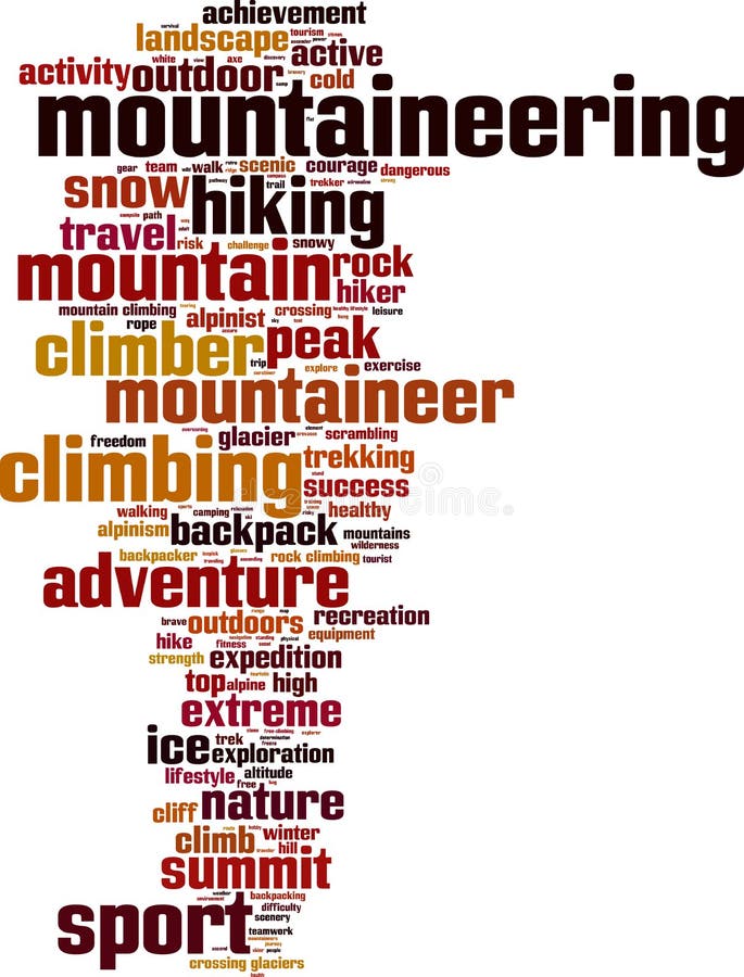 Mountaineering word cloud stock vector. Illustration of hiker 261455854