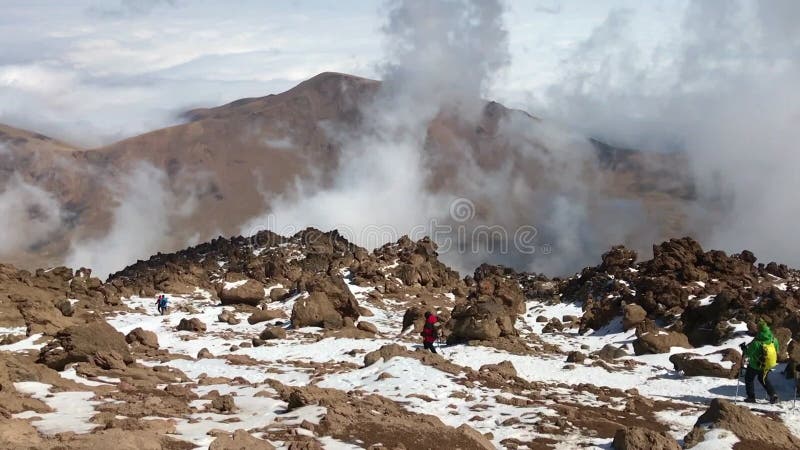 Mountaineers climbing at Mount Savalan Sabalan