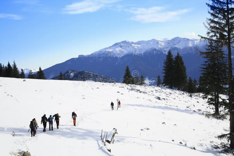 Mountaineers on a trail