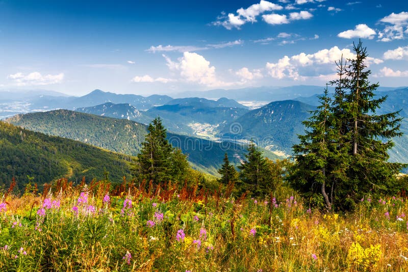 Mountainous country with valleys in northern Slovakia.