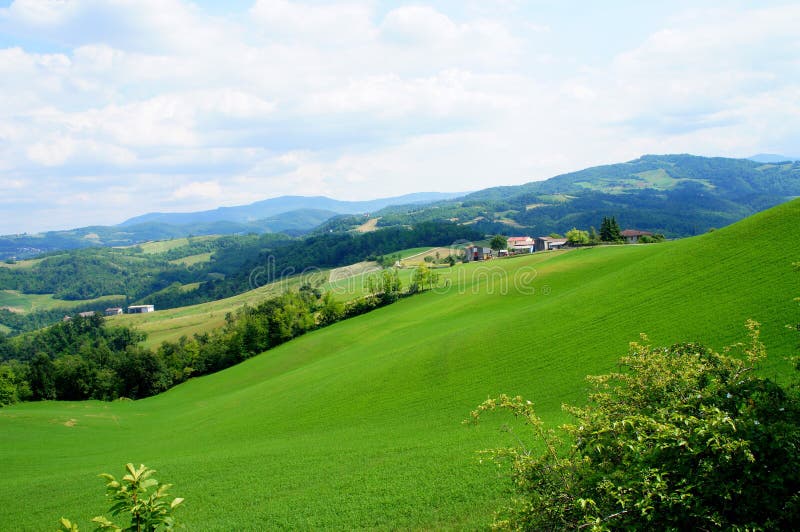 Green Hills On The Blue Sky Background Stock Photo Image Of Clouds