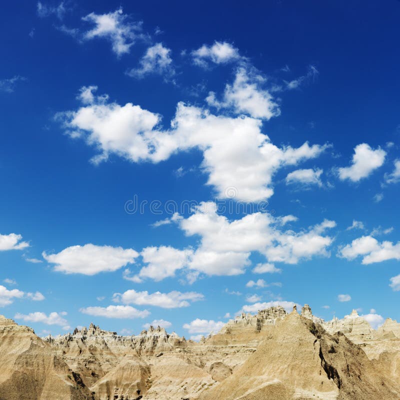 Mountains and Blue Sky in the South Dakota Badland stock photography