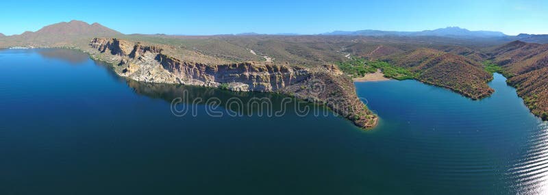 Mountains, Cliffs, Desert, and Lake (LARGE Panorama) royalty free stock image Mountains, Cliffs, Desert, and Lake (LARGE Panorama) royalty free stock image