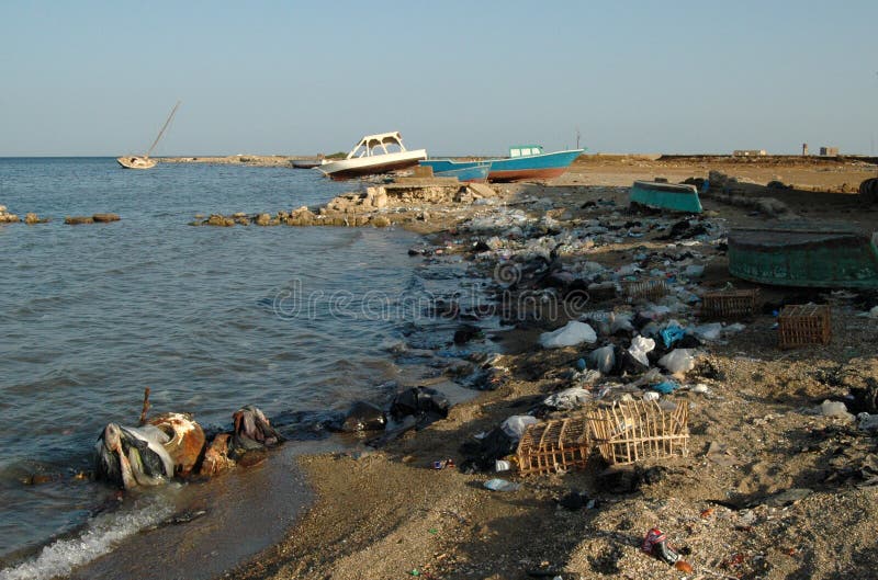 Mountains of Garbage on the Beach Away from the Resort Towns Stock