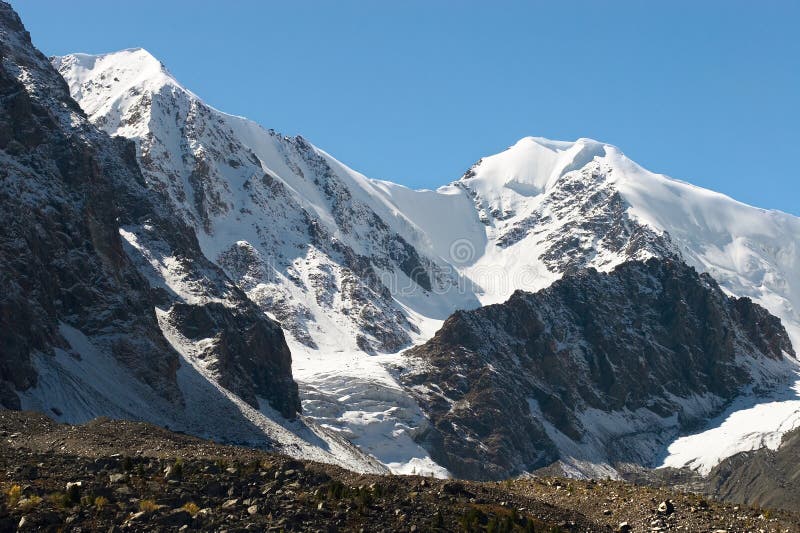 Mountains and glacier.