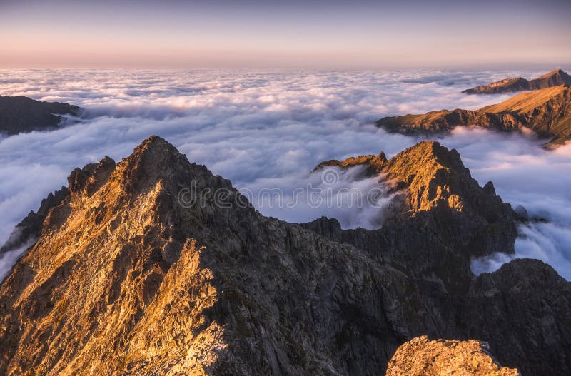 Mountains with Inversion at Sunset