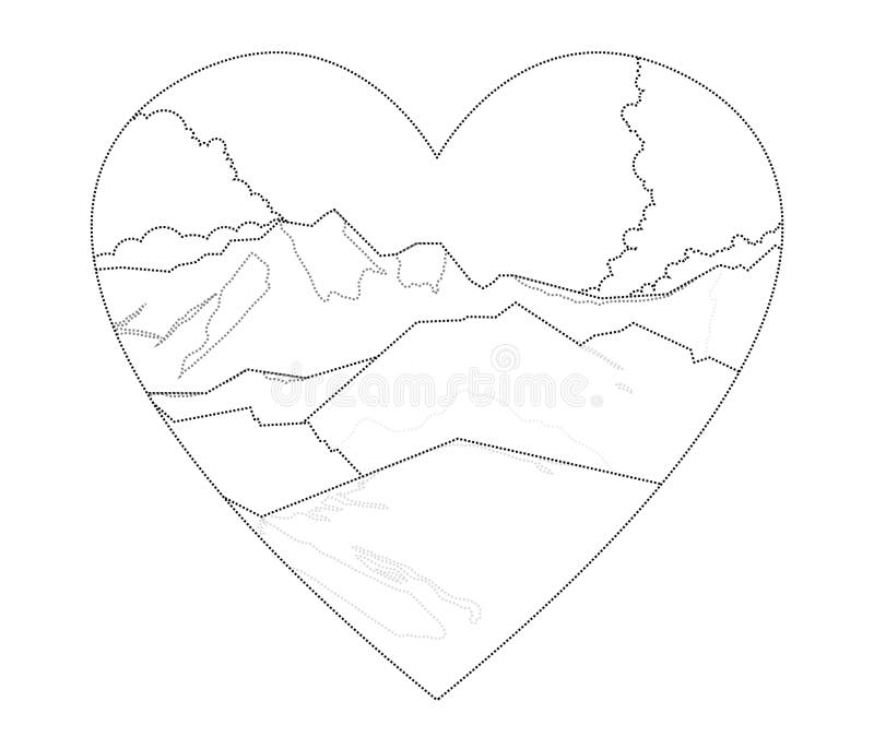 mountains landscape outline illustration isolated on heart stock vector illustration of panorama mounts 169694959