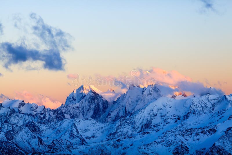 Mountains landscape Ushba Caucasus in Russia