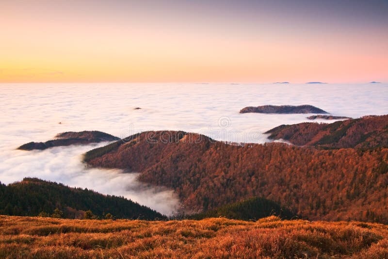 Mountains and low clouds, Slovakia.