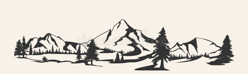 Mountains. Mountain range silhouette isolated illustration. Mountains silhouette. Slogan icon illustrations