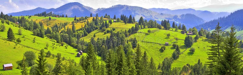 Mountains panorama, sunny day, summer