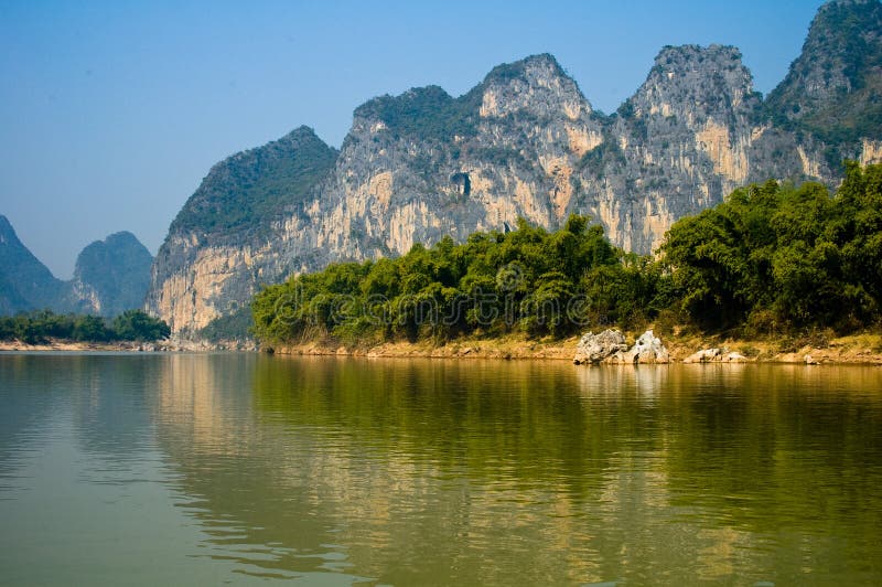 Mountains reflecting on lake