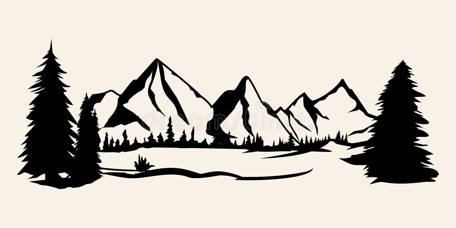 Mountains Vector.Mountain Range Silhouette Isolated Vector Illustration ...