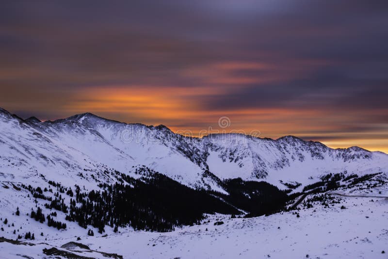 Mountains During Sunrise at Loveland Pass in Colorado royalty free stock photo Mountains During Sunrise at Loveland Pass in Colorado royalty free stock photo